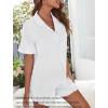 image:imageSWOMOG Woman Pajama Set Short Sleeve Pjs Set 2Pcs Short Pajamas Button Down Ruffle Hem Sleepwear Soft Modal LoungewearWhite