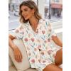 image:imageSWOMOG Woman Pajama Set Short Sleeve Pjs Set 2Pcs Short Pajamas Button Down Ruffle Hem Sleepwear Soft Modal LoungewearWhite Tulip