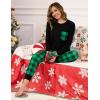 image:imageSWOMOG Women Christmas Pajamas Sets Buffalo Plaid Pajama Pants with Pockets Long Sleeve Tops Loungewear SetBlack  Green Plaid