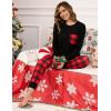 image:imageSWOMOG Women Christmas Pajamas Sets Buffalo Plaid Pajama Pants with Pockets Long Sleeve Tops Loungewear SetBlack  Red Plaid