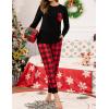 image:imageSWOMOG Women Christmas Pajamas Sets Buffalo Plaid Pajama Pants with Pockets Long Sleeve Tops Loungewear SetBlack  Red Plaid