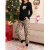 image:imageSWOMOG Women Christmas Pajamas Sets Buffalo Plaid Pajama Pants with Pockets Long Sleeve Tops Loungewear SetBlack Leopard