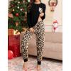 image:imageSWOMOG Women Christmas Pajamas Sets Buffalo Plaid Pajama Pants with Pockets Long Sleeve Tops Loungewear SetBlack Leopard