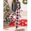 image:imageSWOMOG Women Christmas Pajamas Sets Buffalo Plaid Pajama Pants with Pockets Long Sleeve Tops Loungewear SetDeep Grey