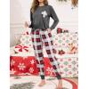 image:imageSWOMOG Women Christmas Pajamas Sets Buffalo Plaid Pajama Pants with Pockets Long Sleeve Tops Loungewear SetDeep Grey