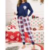 image:imageSWOMOG Women Christmas Pajamas Sets Buffalo Plaid Pajama Pants with Pockets Long Sleeve Tops Loungewear SetNavy Blue