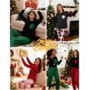 image:imageSWOMOG Women Christmas Pajamas Sets Buffalo Plaid Pajama Pants with Pockets Long Sleeve Tops Loungewear SetNavy Blue