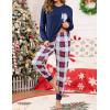 image:imageSWOMOG Women Christmas Pajamas Sets Buffalo Plaid Pajama Pants with Pockets Long Sleeve Tops Loungewear SetNavy Blue