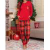 image:imageSWOMOG Women Christmas Pajamas Sets Buffalo Plaid Pajama Pants with Pockets Long Sleeve Tops Loungewear SetRed Black Plaid With White Stripe