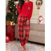image:imageSWOMOG Women Christmas Pajamas Sets Buffalo Plaid Pajama Pants with Pockets Long Sleeve Tops Loungewear SetRed Black Plaid With White Stripe