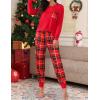 image:imageSWOMOG Women Christmas Pajamas Sets Buffalo Plaid Pajama Pants with Pockets Long Sleeve Tops Loungewear SetRed Black Plaid With White Stripe