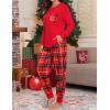 image:imageSWOMOG Women Christmas Pajamas Sets Buffalo Plaid Pajama Pants with Pockets Long Sleeve Tops Loungewear SetRed Black Plaid With White Stripe