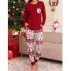 image:imageSWOMOG Women Christmas Pajamas Sets Buffalo Plaid Pajama Pants with Pockets Long Sleeve Tops Loungewear SetWine Red Tree