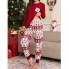 image:imageSWOMOG Women Christmas Pajamas Sets Buffalo Plaid Pajama Pants with Pockets Long Sleeve Tops Loungewear SetWine Red Tree