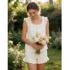 image:imageSWOMOG Women Pajama Sets 2 Pcs Ruffle Pjs Bridal Pajamas for Women Sleepwear Set with Tank Tops and ShortsWhite