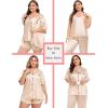 image:imageSWOMOG Women Plus Size Pajama Set 4pcs Silk Satin Sleepwear Button Down Pjs Cami Shorts Set Loose Loungewear 16W26WChampagne