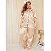 image:imageSWOMOG Women Plus Size Pajama Set 4pcs Silk Satin Sleepwear Button Down Pjs Cami Shorts Set Loose Loungewear 16W26WChampagne