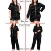 image:imageSWOMOG Women Plus Size Pajama Set 4pcs Silk Satin Sleepwear Button Down Pjs Cami Shorts Set Loose Loungewear 16W26WDark