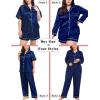 image:imageSWOMOG Women Plus Size Pajama Set 4pcs Silk Satin Sleepwear Button Down Pjs Cami Shorts Set Loose Loungewear 16W26WMidnight Blue