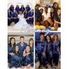 image:imageSWOMOG Women Plus Size Pajama Set 4pcs Silk Satin Sleepwear Button Down Pjs Cami Shorts Set Loose Loungewear 16W26WMidnight Blue