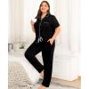 image:imageSWOMOG Womens Plus Size Pajama Set Short Sleeve Sleepwear Top and Pants Button Up Pajamas for Women LoungewearBlack