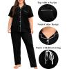image:imageSWOMOG Womens Plus Size Pajama Set Short Sleeve Sleepwear Top and Pants Button Up Pajamas for Women LoungewearBlack