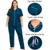 image:imageSWOMOG Womens Plus Size Pajama Set Short Sleeve Sleepwear Top and Pants Button Up Pajamas for Women LoungewearBlue Green