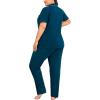 image:imageSWOMOG Womens Plus Size Pajama Set Short Sleeve Sleepwear Top and Pants Button Up Pajamas for Women LoungewearBlue Green