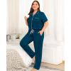 image:imageSWOMOG Womens Plus Size Pajama Set Short Sleeve Sleepwear Top and Pants Button Up Pajamas for Women LoungewearBlue Green