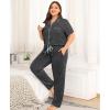 image:imageSWOMOG Womens Plus Size Pajama Set Short Sleeve Sleepwear Top and Pants Button Up Pajamas for Women LoungewearDeep Grey