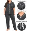 image:imageSWOMOG Womens Plus Size Pajama Set Short Sleeve Sleepwear Top and Pants Button Up Pajamas for Women LoungewearDeep Grey