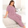 image:imageSWOMOG Womens Plus Size Pajama Set Short Sleeve Sleepwear Top and Pants Button Up Pajamas for Women LoungewearHeart