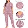image:imageSWOMOG Womens Plus Size Pajama Set Short Sleeve Sleepwear Top and Pants Button Up Pajamas for Women LoungewearHeart