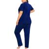 image:imageSWOMOG Womens Plus Size Pajama Set Short Sleeve Sleepwear Top and Pants Button Up Pajamas for Women LoungewearNavy Blue