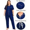 image:imageSWOMOG Womens Plus Size Pajama Set Short Sleeve Sleepwear Top and Pants Button Up Pajamas for Women LoungewearNavy Blue