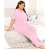 image:imageSWOMOG Womens Plus Size Pajama Set Short Sleeve Sleepwear Top and Pants Button Up Pajamas for Women LoungewearPink