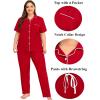 image:imageSWOMOG Womens Plus Size Pajama Set Short Sleeve Sleepwear Top and Pants Button Up Pajamas for Women LoungewearRed