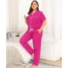 image:imageSWOMOG Womens Plus Size Pajama Set Short Sleeve Sleepwear Top and Pants Button Up Pajamas for Women LoungewearRose Red