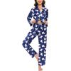 image:imageSWOMOG Womens Silk Satin Pajamas Set Long Sleeve Sleepwear Two Pieces Loungewear Set ButtonDown Contrast Pjs SetBlue Polar Bear