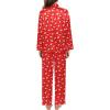 image:imageSWOMOG Womens Silk Satin Pajamas Set Long Sleeve Sleepwear Two Pieces Loungewear Set ButtonDown Contrast Pjs SetChristmas Red