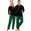 image:imageSWOMOG Couples Christmas Matching Pajamas Set Women amp Men Long Sleeve Sleepwear Hooded Top Plaid Pants Pjs with PocketsBlack  Green Plaid