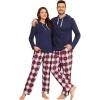 image:imageSWOMOG Couples Christmas Matching Pajamas Set Women amp Men Long Sleeve Sleepwear Hooded Top Plaid Pants Pjs with PocketsNavy Blue