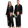 image:imageSWOMOG Family Matching Pajamas Set Christmas Pajamas Long Sleeve Button Down Pj Set 2Pcs Festival Party SleepwearBlack