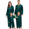 image:imageSWOMOG Family Matching Pajamas Set Christmas Pajamas Long Sleeve Button Down Pj Set 2Pcs Festival Party SleepwearDark Green