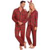 image:imageSWOMOG Family Matching Pajamas Set Christmas Plaid Pajamas for Men Women Long Sleeve Sleepwear Pjs SetRed Green Plaidno Pockets
