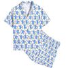 image:imageSWOMOG Kids Satin Pajamas Sets Girls Boys ButtonDown Pjs Short Sleeve Silk Nightwear 2 Piece Lounge SetsBlue Money