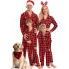image:imageSWOMOG Matching Family Christmas Pajamas Set Long Sleeve Festival Party Pj Set ButtonDown SleepwearRed With Black Plaid