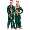image:imageSWOMOG Matching Family Christmas Pajamas Set Long Sleeve Festival Party Pj Set ButtonDown SleepwearSmall Green Grid