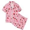 image:imageSWOMOG Unisex Girls Boys Soft Pajamas Set ButtonDown PJs Short Sleeve Sleepwear Toddler Cute Lounge Sets2 Pocketpink Strawberry