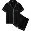 image:imageSWOMOG Unisex Girls Boys Soft Pajamas Set ButtonDown PJs Short Sleeve Sleepwear Toddler Cute Lounge SetsBlack